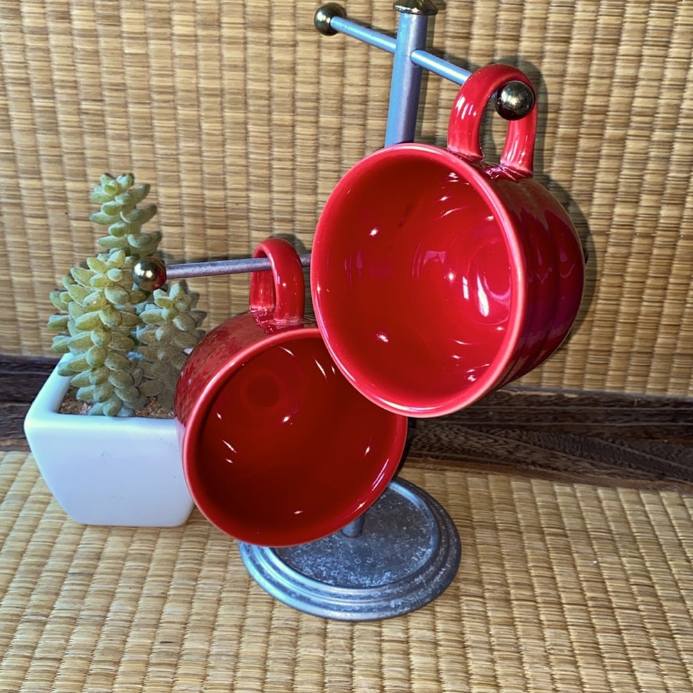 NWOT: Vintage FIESTAWARE BY HLG: 2 Tea Cups in Scarlet Red